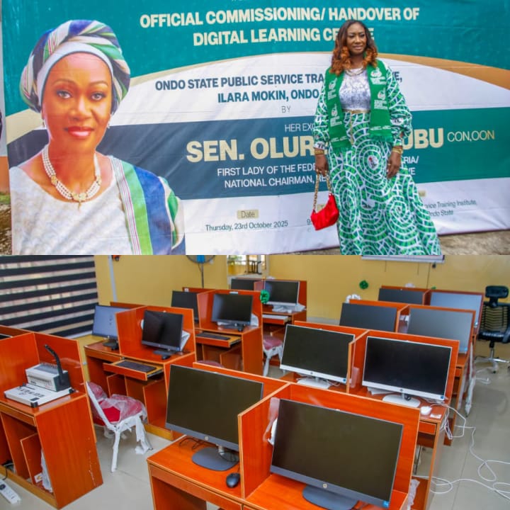 MRS OLUREMI TINUBU DONATES DIGITAL LEANING CENTRE FOR ONDO WOMEN, MRS AIYEDATIWA APPLAUDS GESTURE